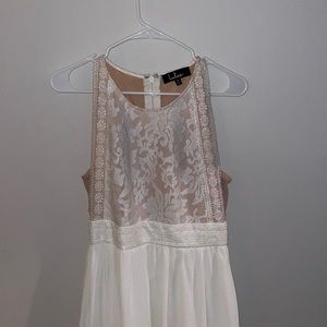 Lulus medium white and tan floor length dress!